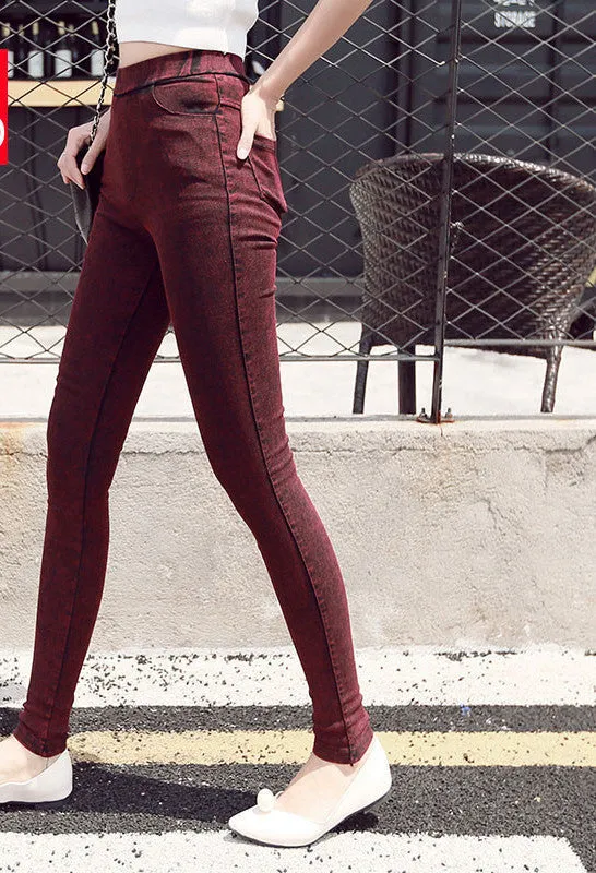 Ladies Casual Stretch Denim Jeans Leggings Jeggings Pencil Pants Thin Skinny Leggings Jeans Womens Clothing