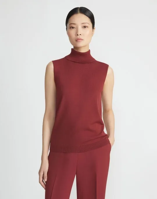 Lafayette 148 Sleeveless Tank Matte Crepe in Scarlet
