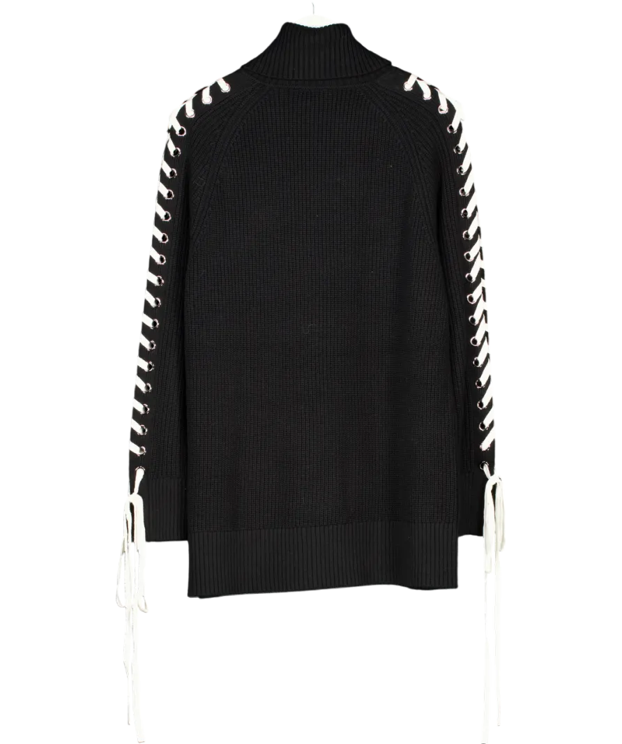 L'agence Black Nola Lace Up Turtleneck Sweater UK M