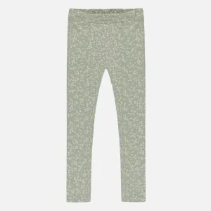 Legging réversible prune et vert fleuri en jersey extensible, enfant || Reversible plum and green legging in stretch jersey, child