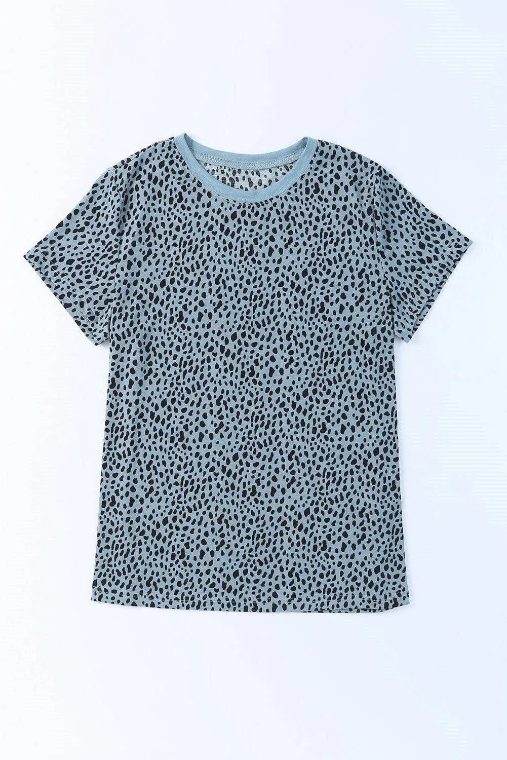 Leopard Print Short Sleeve Spotted Tee T Shirt Top