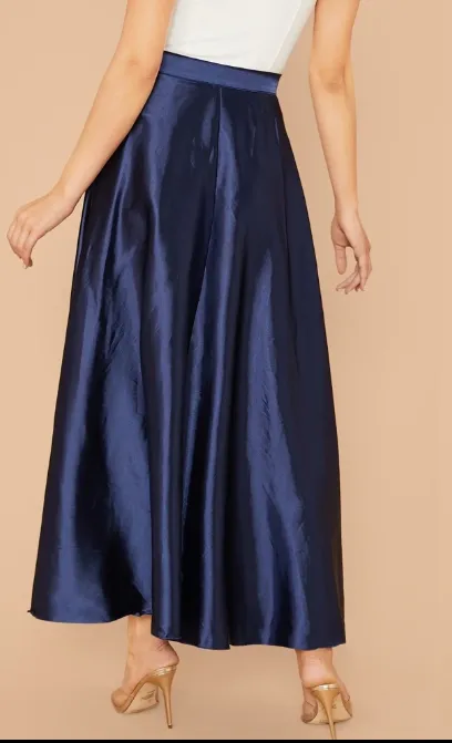 Lettuce Hem Solid Silk Skirt(CLEARANCE SALE