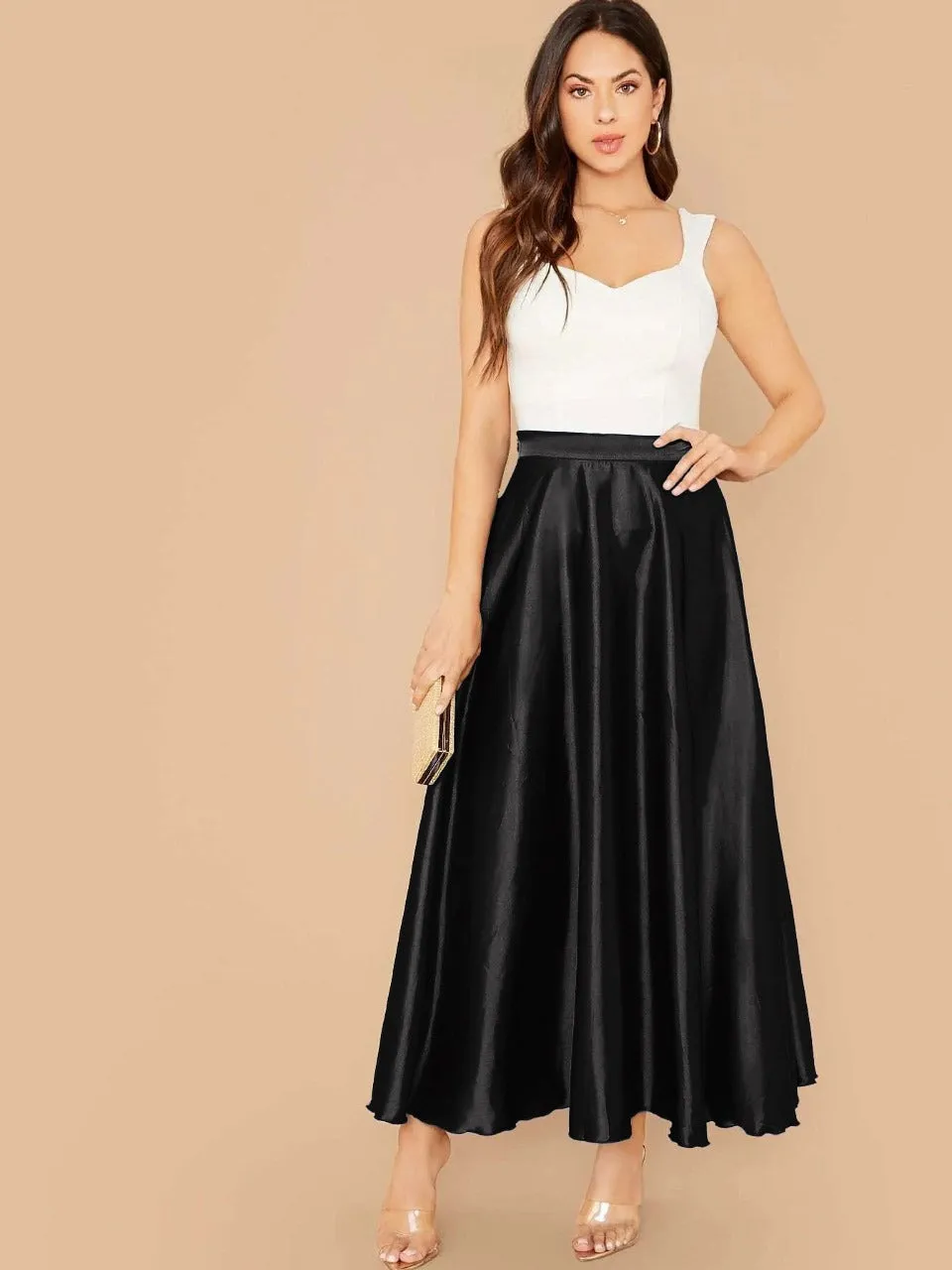 Lettuce Hem Solid Silk Skirt(CLEARANCE SALE