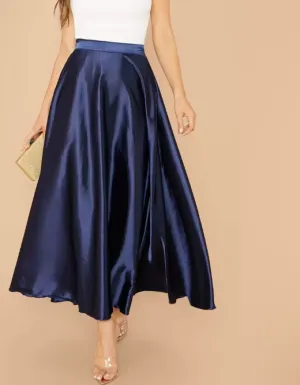 Lettuce Hem Solid Silk Skirt(CLEARANCE SALE