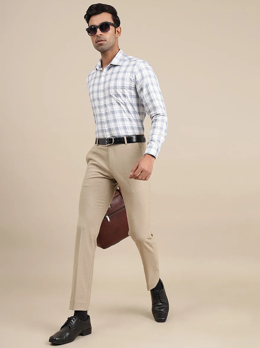 Light Blue Checked Slim Fit Formal Shirt | Metal