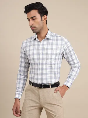 Light Blue Checked Slim Fit Formal Shirt | Metal