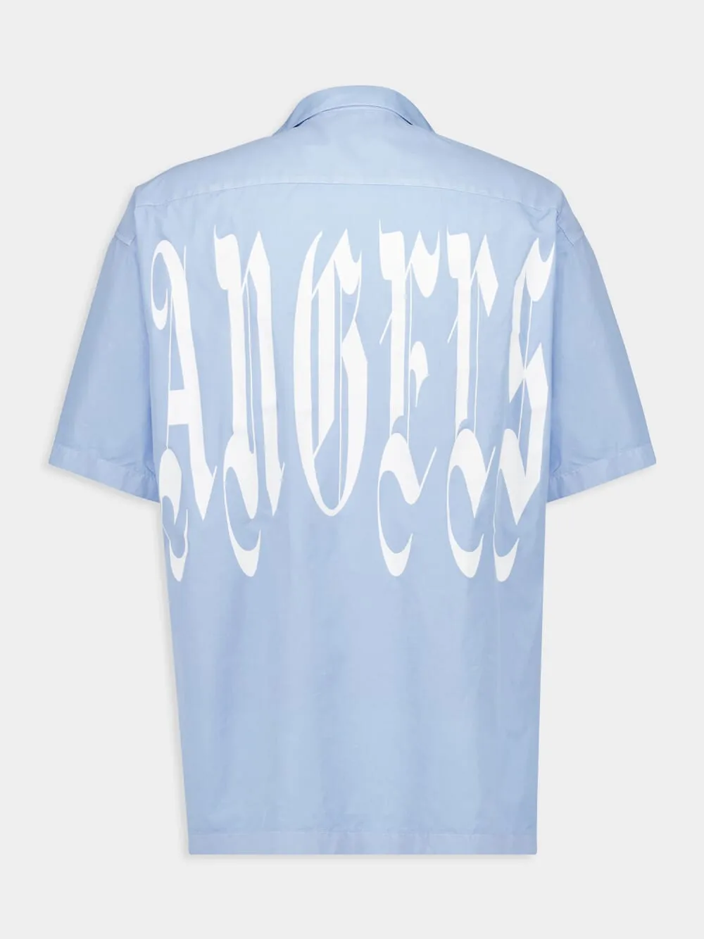 Light Blue Gothic Print Bowling Shirt