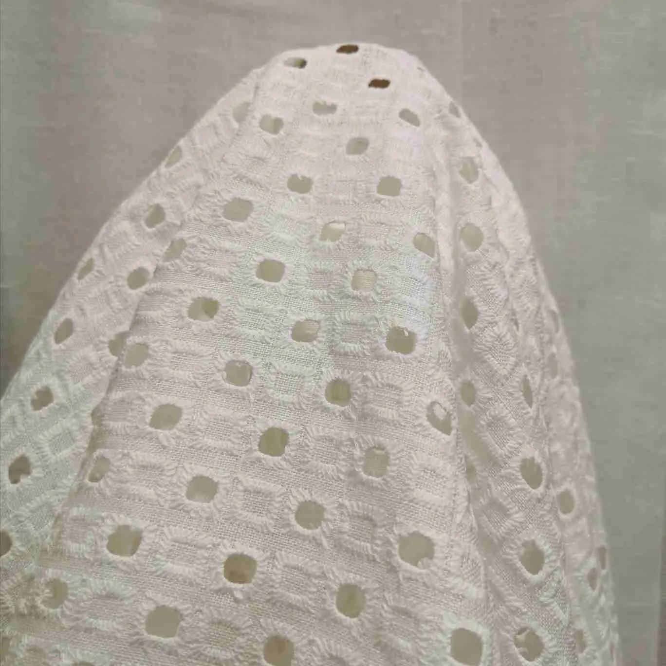Linen Embroidered Cut Out, Cream