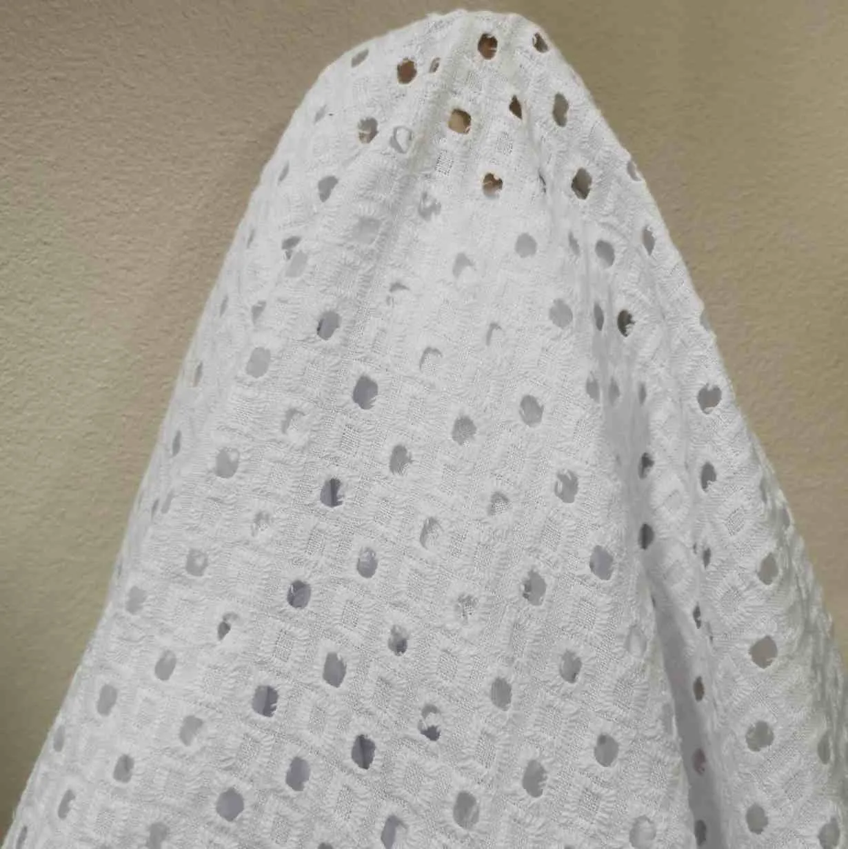 Linen Embroidered Cut Out, White