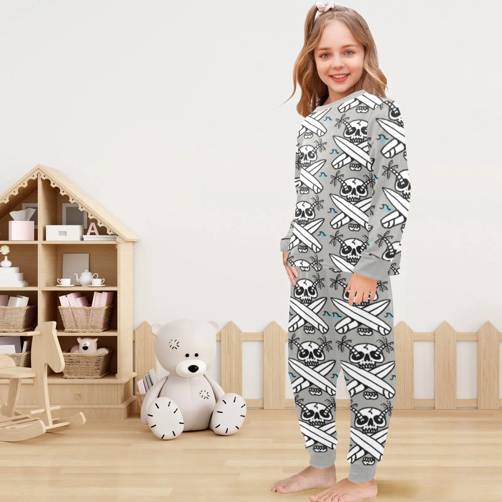 Little Girls' Crew Neck Long Pajama Set