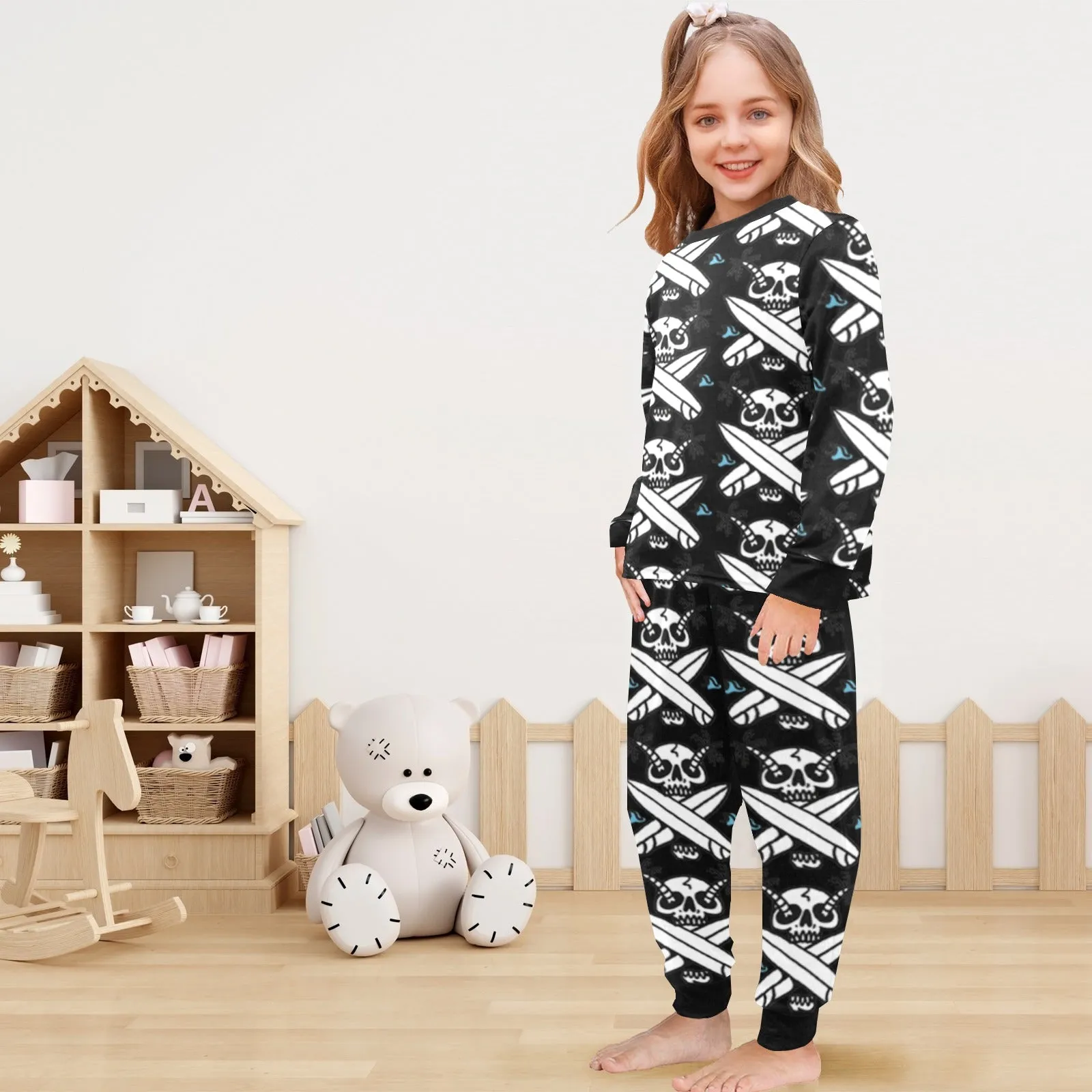 Little Girls' Crew Neck Long Pajama Set