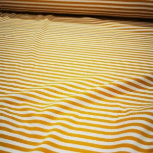 Little Little Cotton Jersey, White and Mustard Stripe -