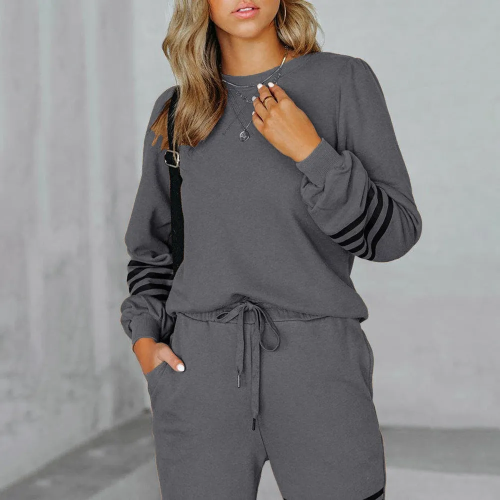 Long Sleeve And Pants Set with Tie Waist
