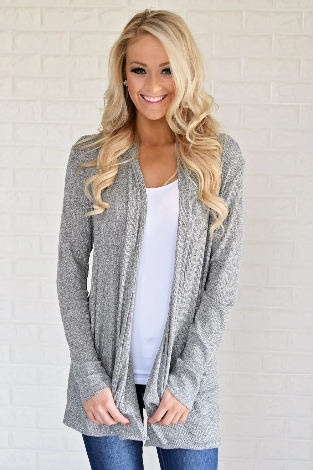 Long Sleeve Charcoal Cardigan