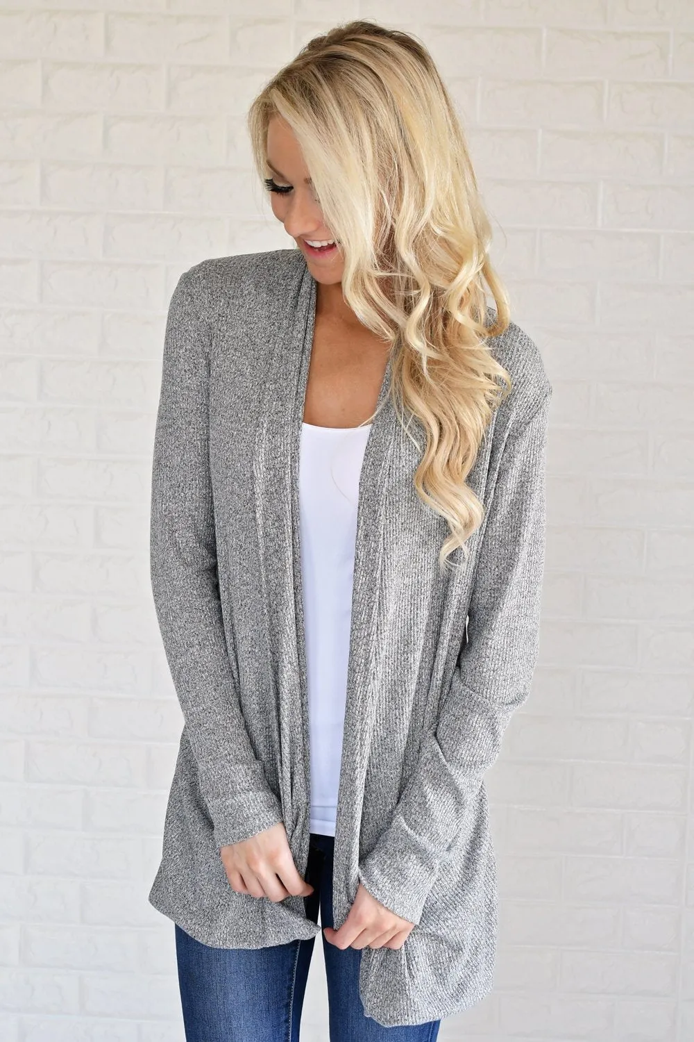 Long Sleeve Charcoal Cardigan