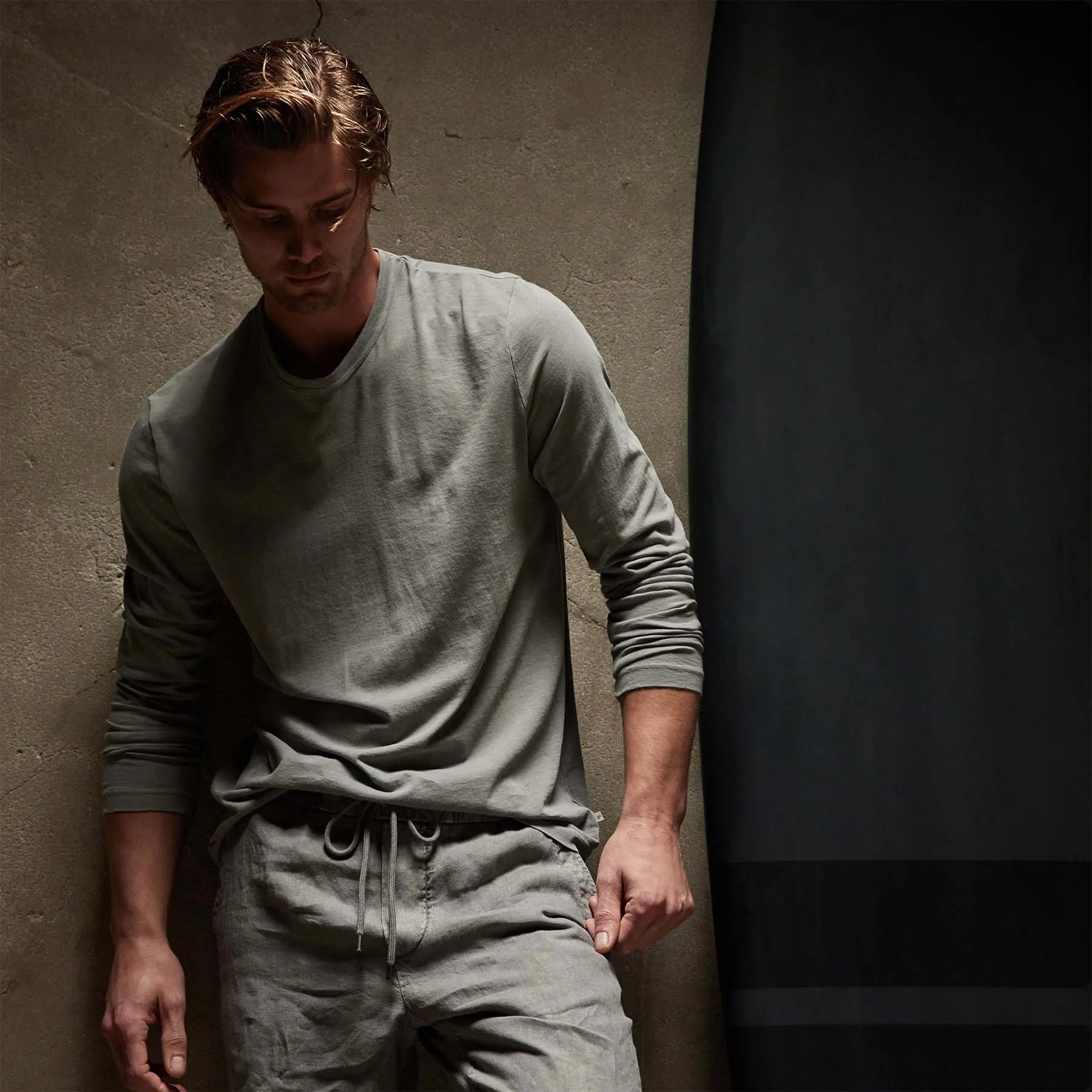 Long Sleeve Crew Neck - Silver Grey Pigment