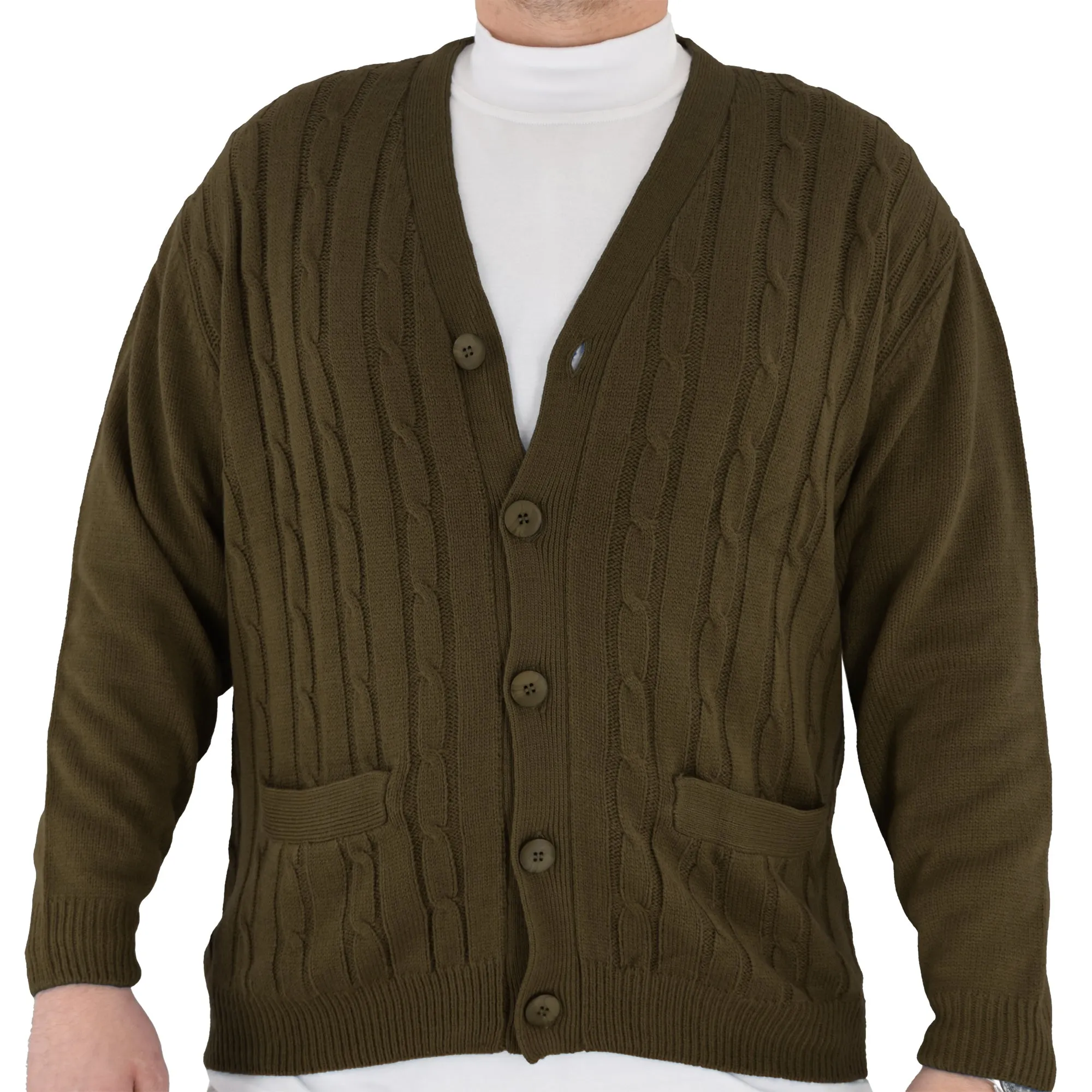 Lord Daniel Mocha Heather Cable Cardigan - 9306-42