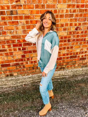 Lucia- Color Block Button Down Top