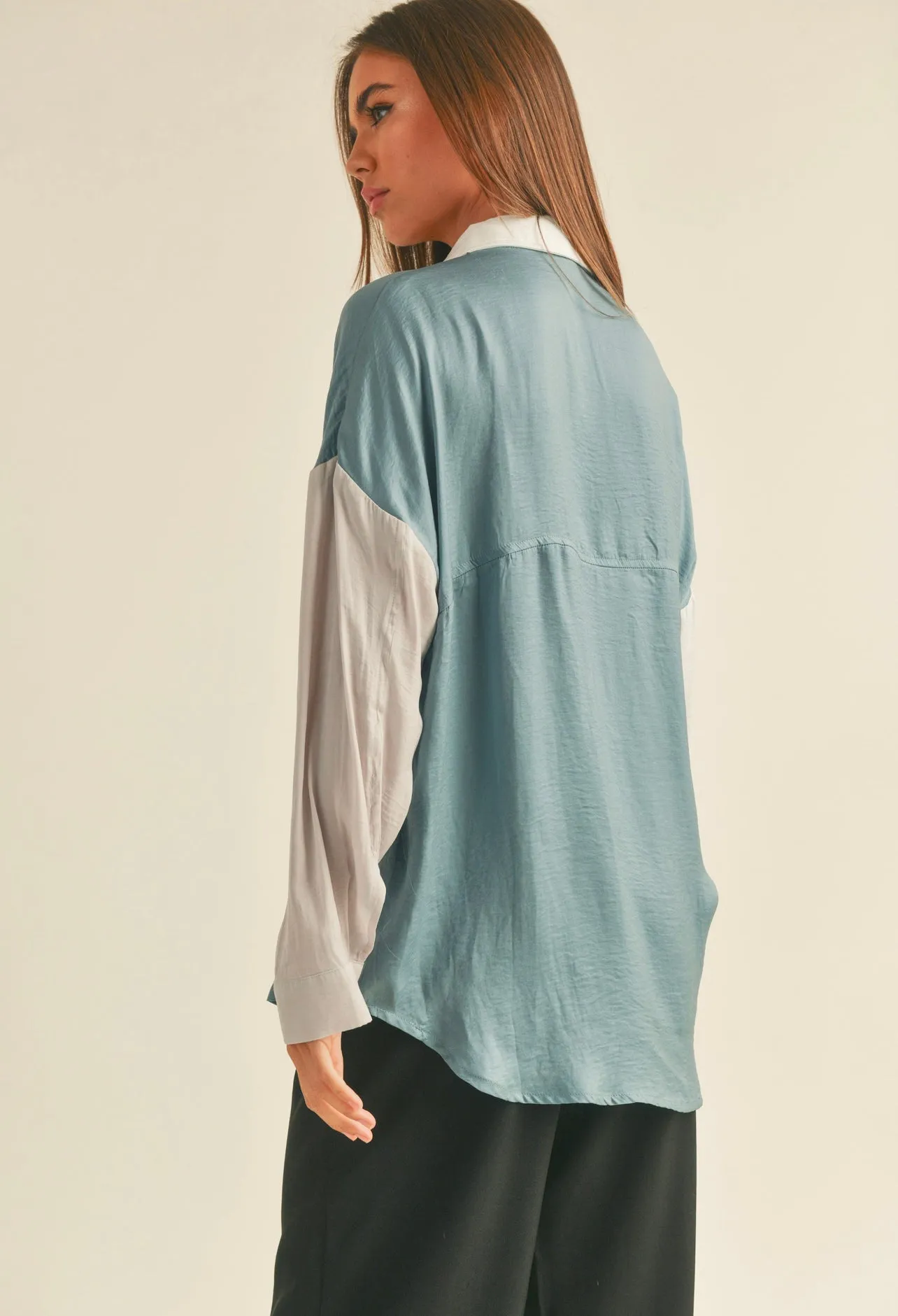 Lucia- Color Block Button Down Top