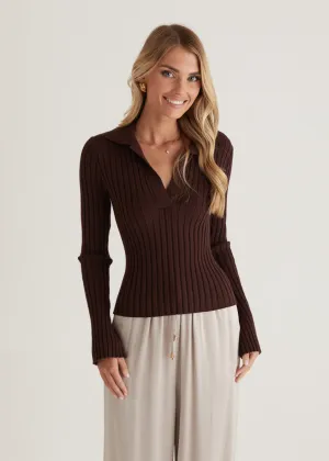 Lucie Knit Top - Chocolate