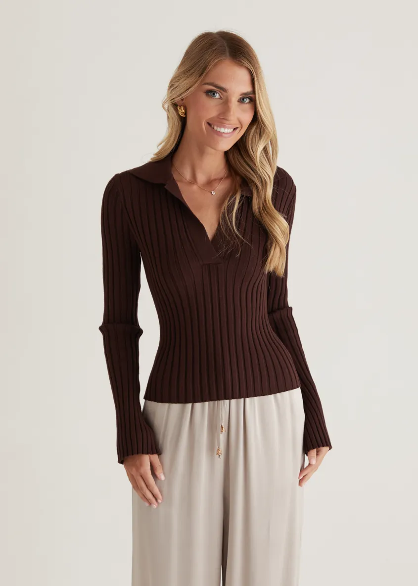 Lucie Knit Top - Chocolate