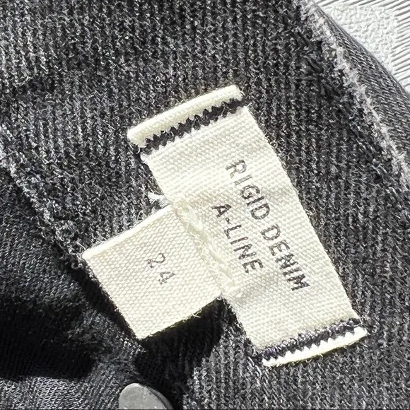MADEWELL Rigid Denim A-Line Skirt Mini Exposed Button Fly Size 24 Lunar Black