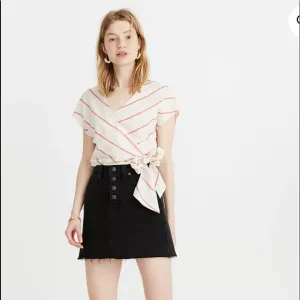 MADEWELL Rigid Denim A-Line Skirt Mini Exposed Button Fly Size 24 Lunar Black