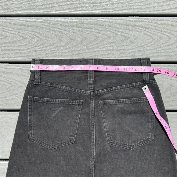 MADEWELL Rigid Denim A-Line Skirt Mini Exposed Button Fly Size 24 Lunar Black