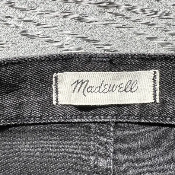 MADEWELL Rigid Denim A-Line Skirt Mini Exposed Button Fly Size 24 Lunar Black