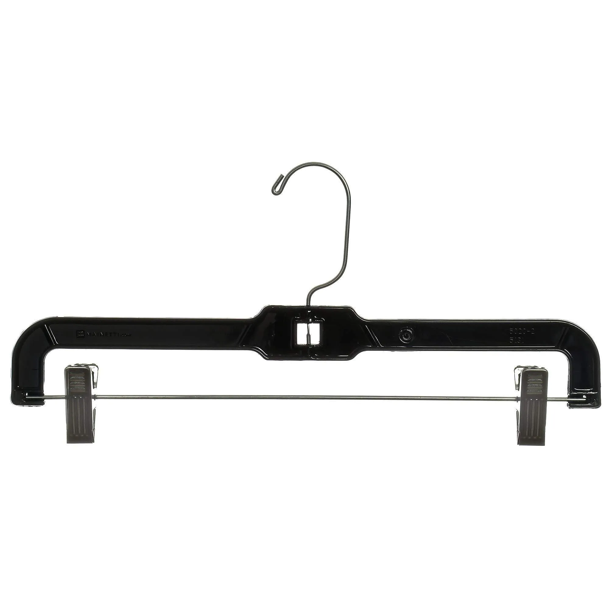 Mainetti 5131 Clear Plastic Hangers With 360 Swivel Metal Hook And  Sturdy Metal Non-Slip Padded Clips, Great for Pants/Skirts/Slacks/Bottoms, 14 Inch (Pack Of 10)
