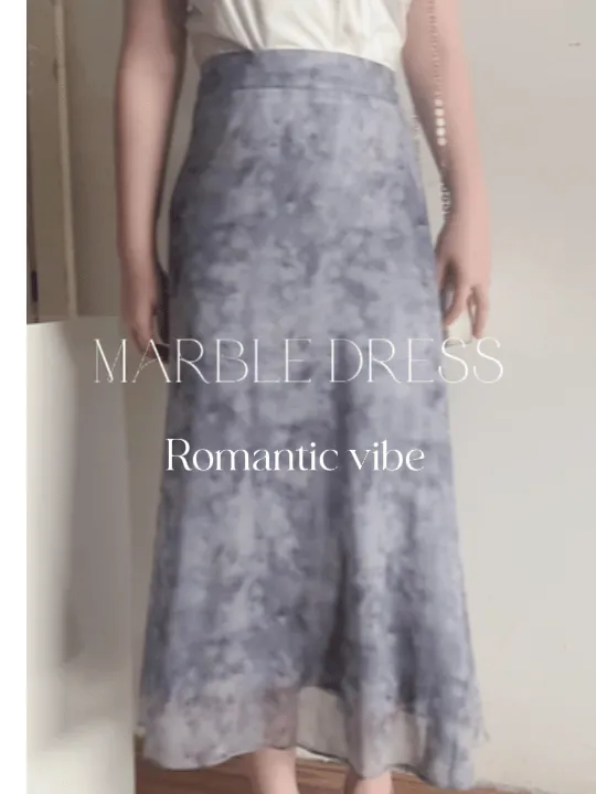 Marble Dress 淡灰雲石雪紡半裙/ SK8839