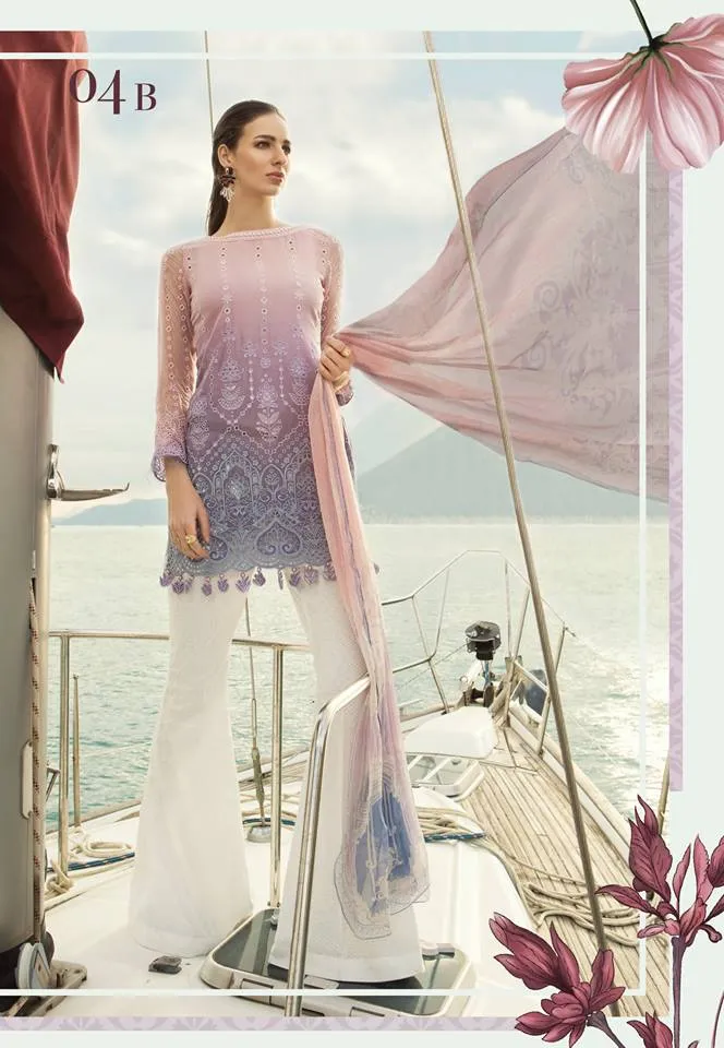 Maria b. Summer 2019 Cotton-Lawn Pink-Purple Embroidery Suit