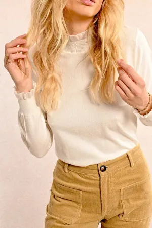 MB Ribbon Trimmed Sweater in Off White