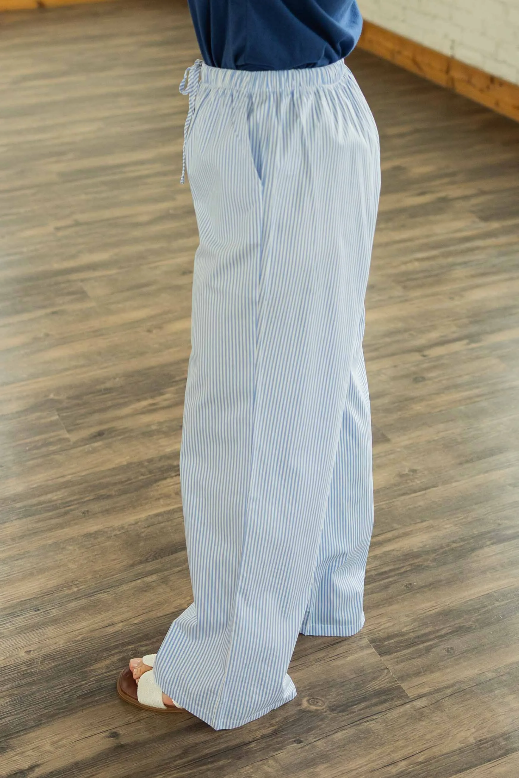 MCKENNA STRIPED COTTON DRAWSTRING PANTS