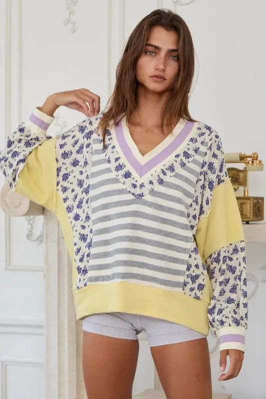 Melanie Mixed Print Top