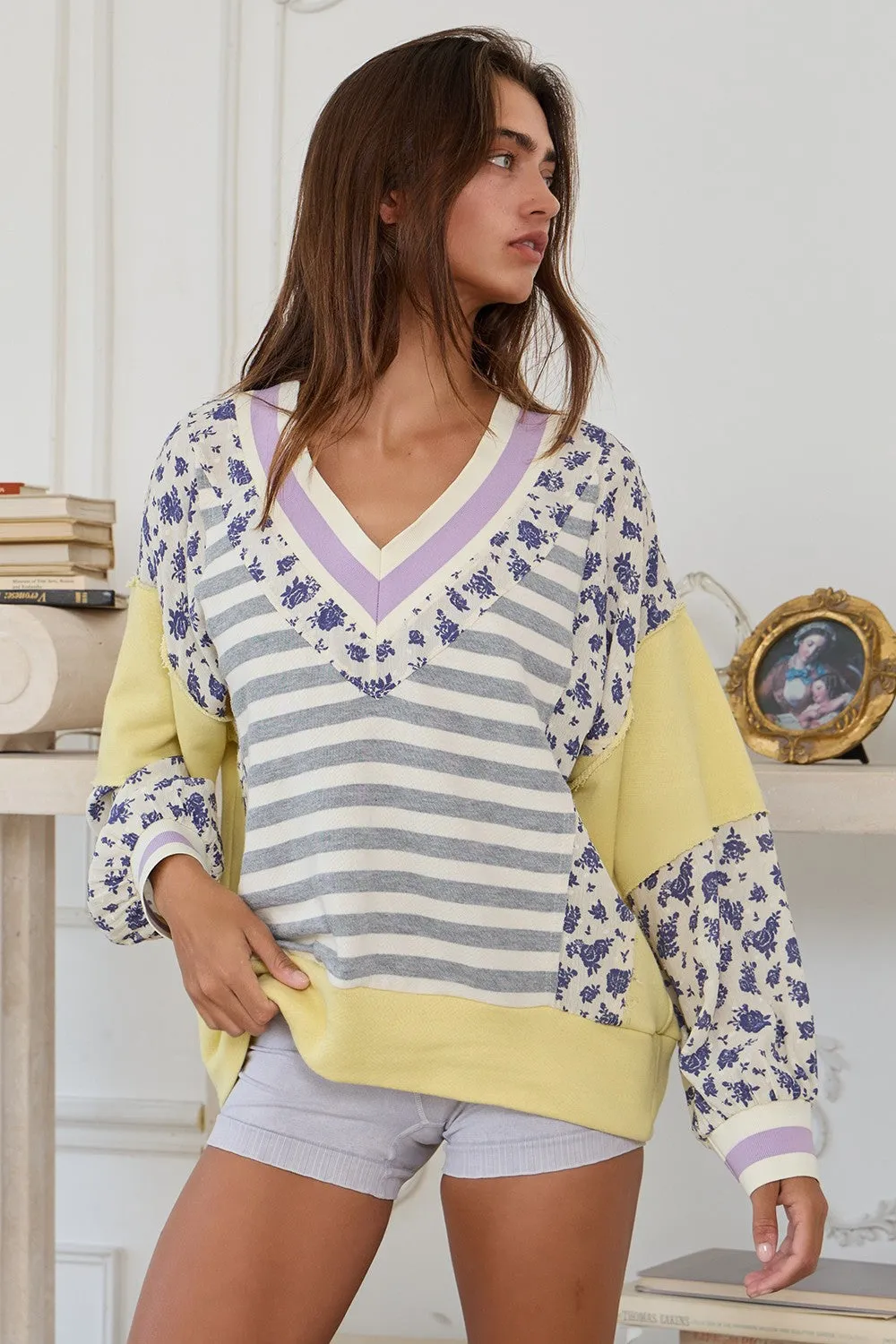 Melanie Mixed Print Top