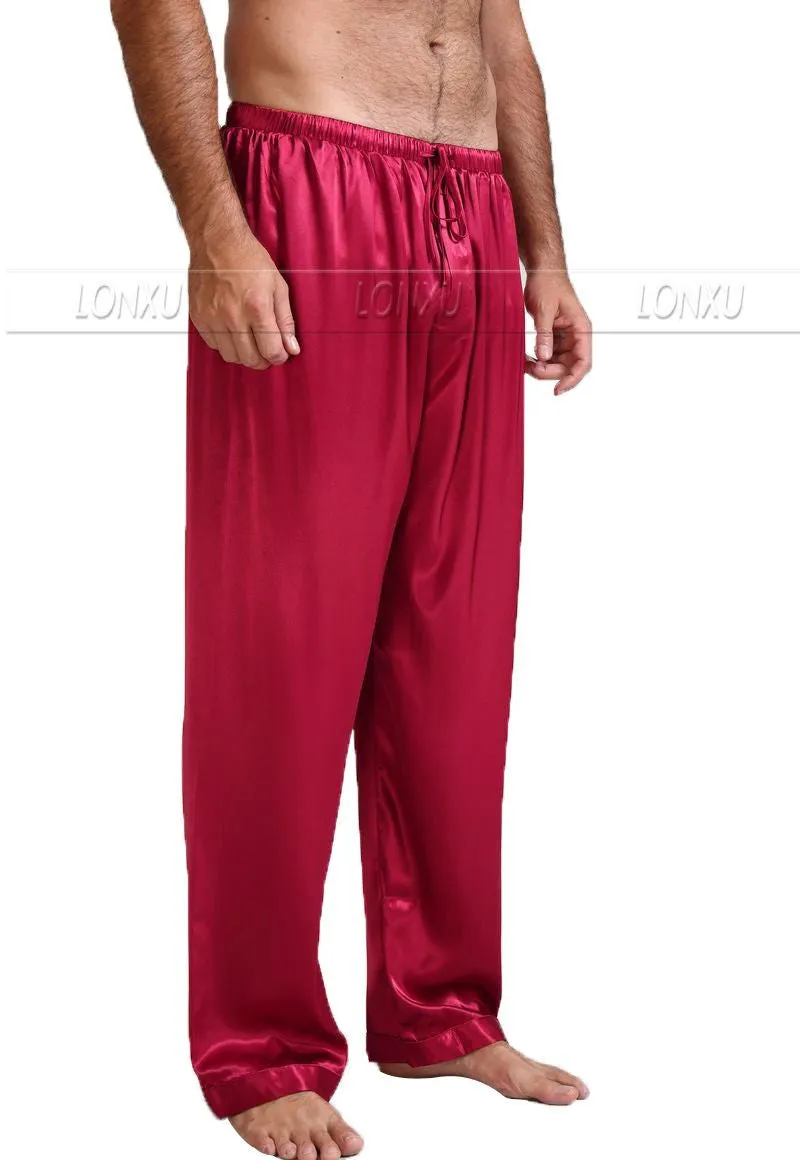Mens Silk Satin Pajamas Pyjamas Pants Lounge Pants Sleep Bottoms