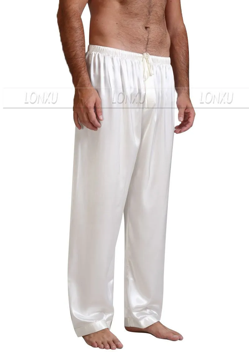 Mens Silk Satin Pajamas Pyjamas Pants Lounge Pants Sleep Bottoms