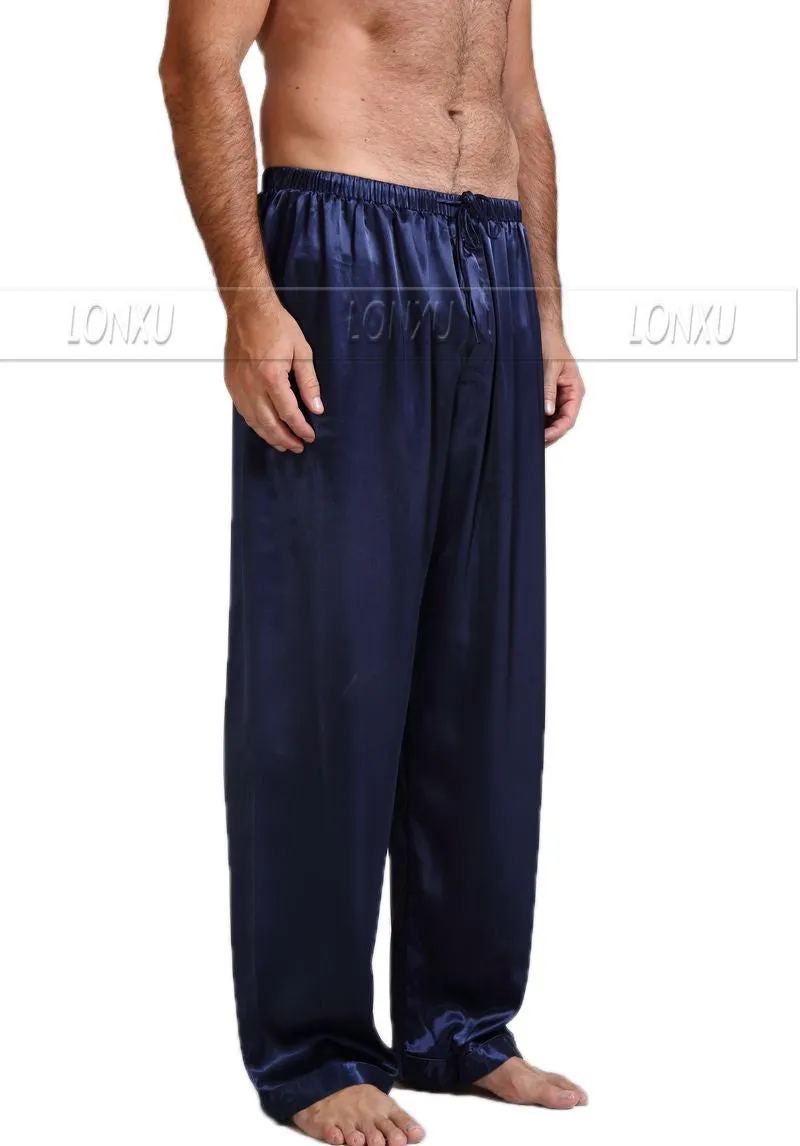 Mens Silk Satin Pajamas Pyjamas Pants Lounge Pants Sleep Bottoms