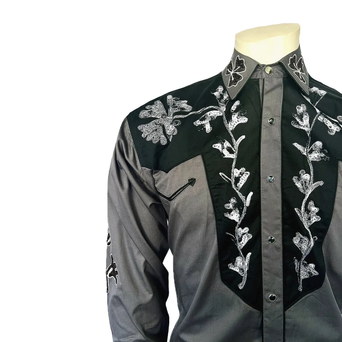 Men's Vintage Western Shirt Collection: Rockmount Fancy 2 Tone Grey