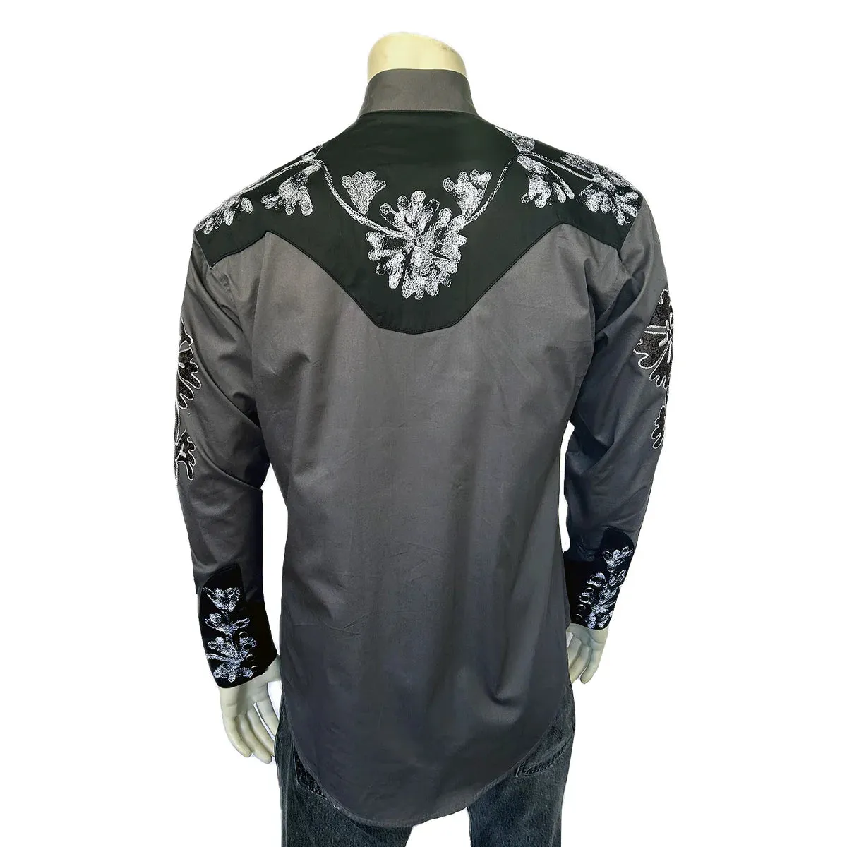 Men's Vintage Western Shirt Collection: Rockmount Fancy 2 Tone Grey