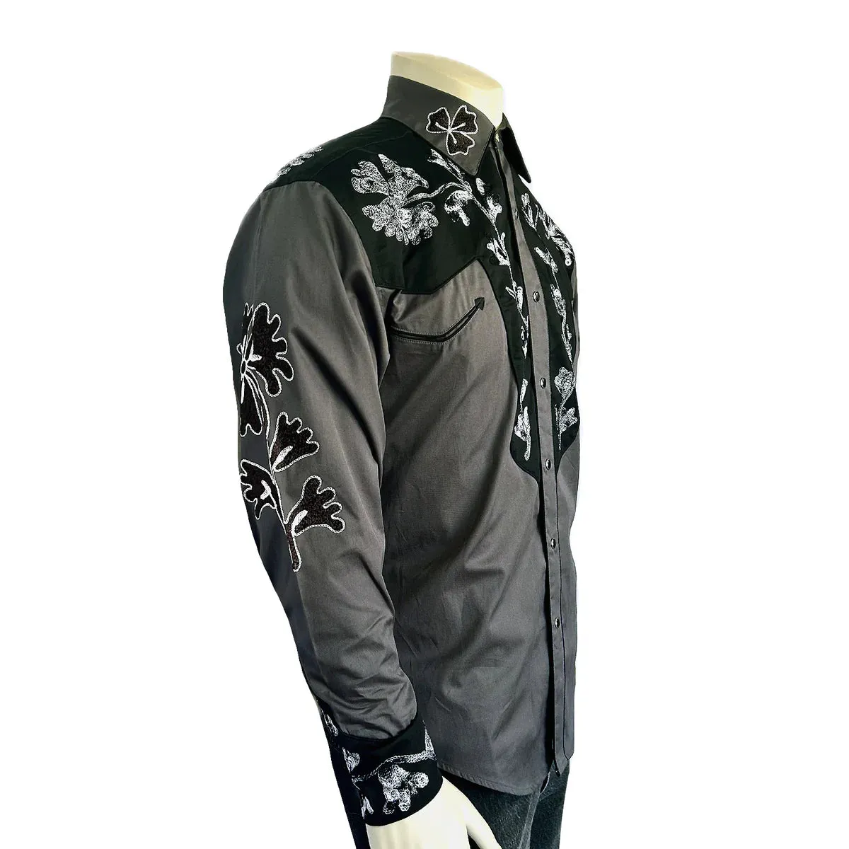 Men's Vintage Western Shirt Collection: Rockmount Fancy 2 Tone Grey
