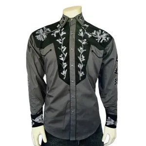 Men's Vintage Western Shirt Collection: Rockmount Fancy 2 Tone Grey