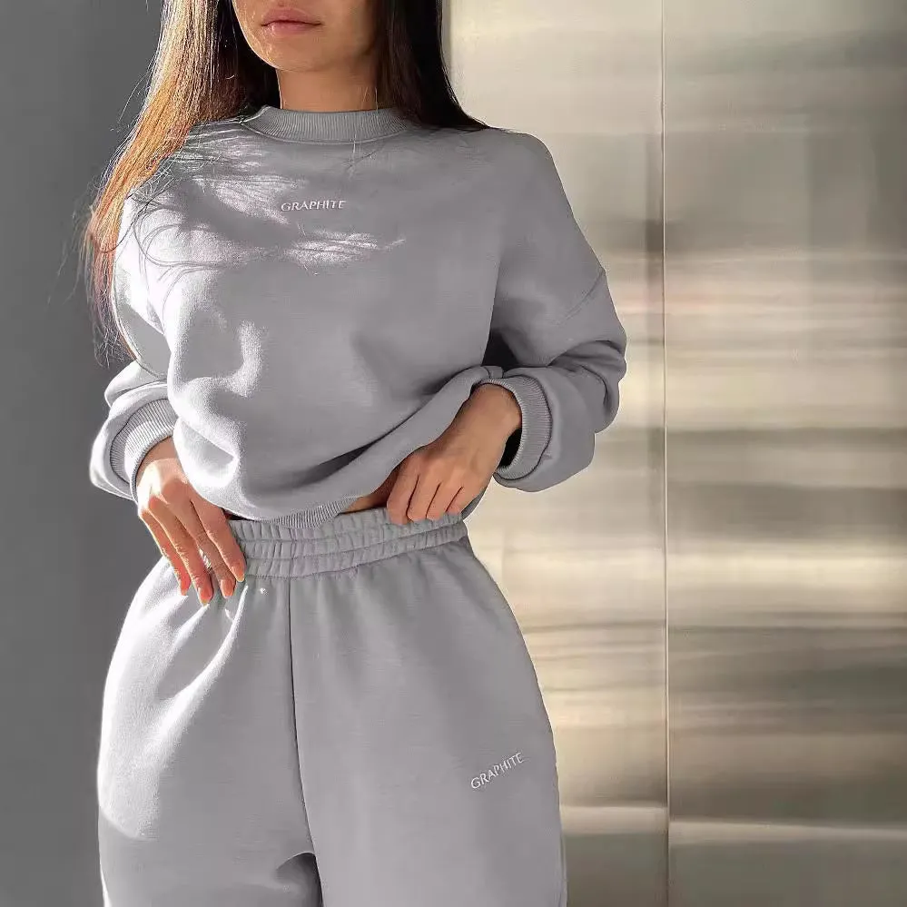 Minimalist Casual Hoodie and Jogger Pants Two-Piece Set