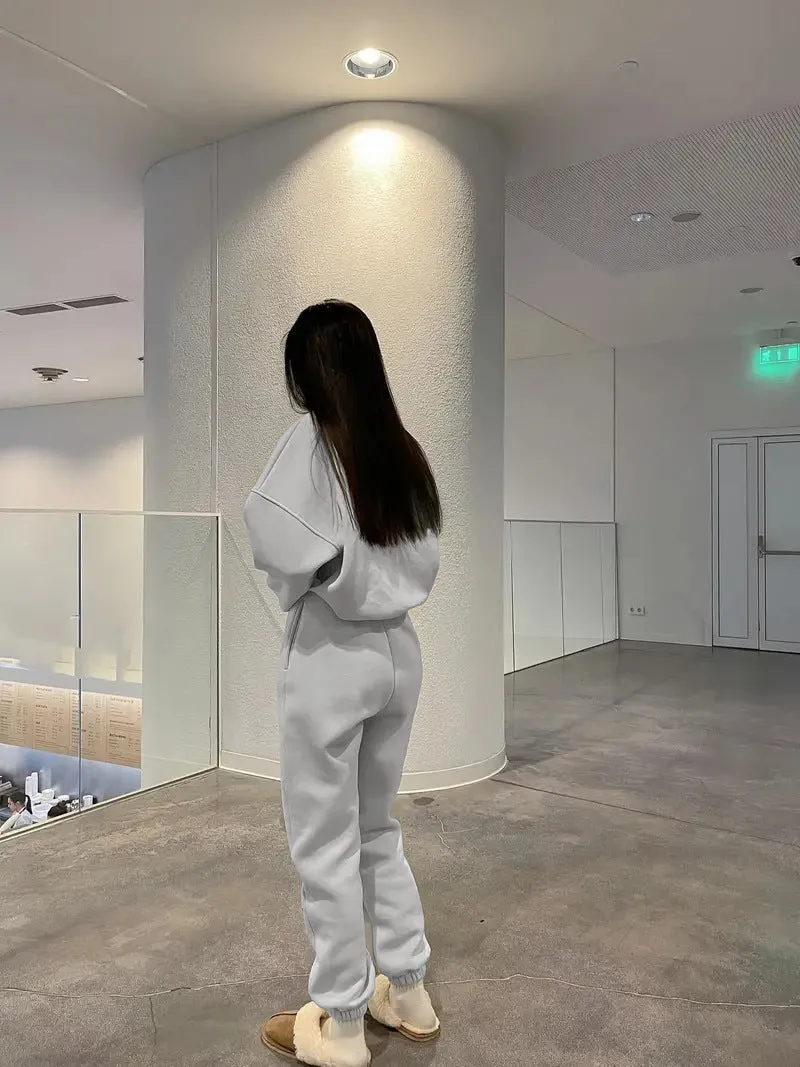 Minimalist Casual Hoodie and Jogger Pants Two-Piece Set
