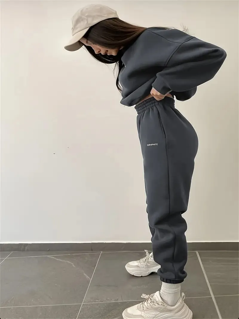 Minimalist Casual Hoodie and Jogger Pants Two-Piece Set