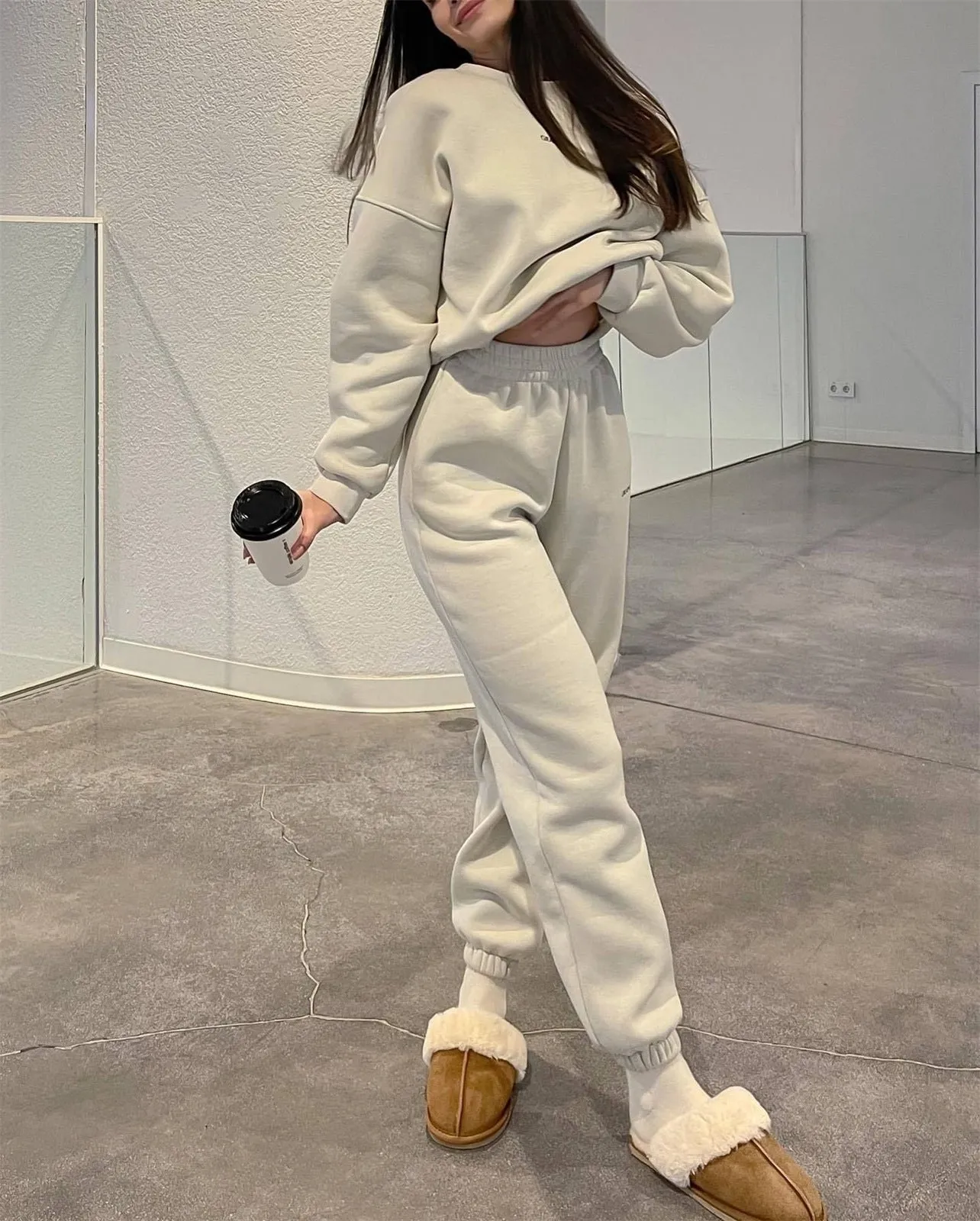 Minimalist Casual Hoodie and Jogger Pants Two-Piece Set