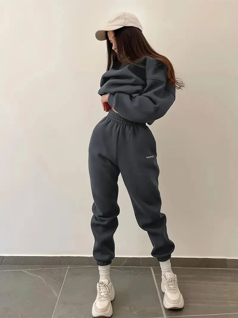 Minimalist Casual Hoodie and Jogger Pants Two-Piece Set