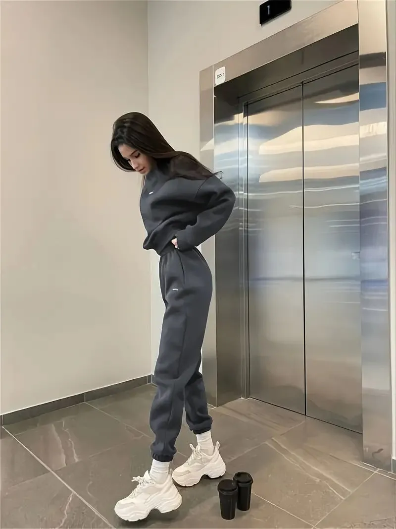 Minimalist Casual Hoodie and Jogger Pants Two-Piece Set