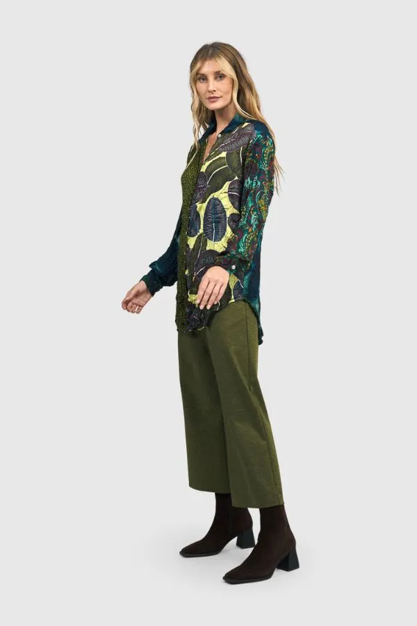 Mix Print Crinkle Shirt